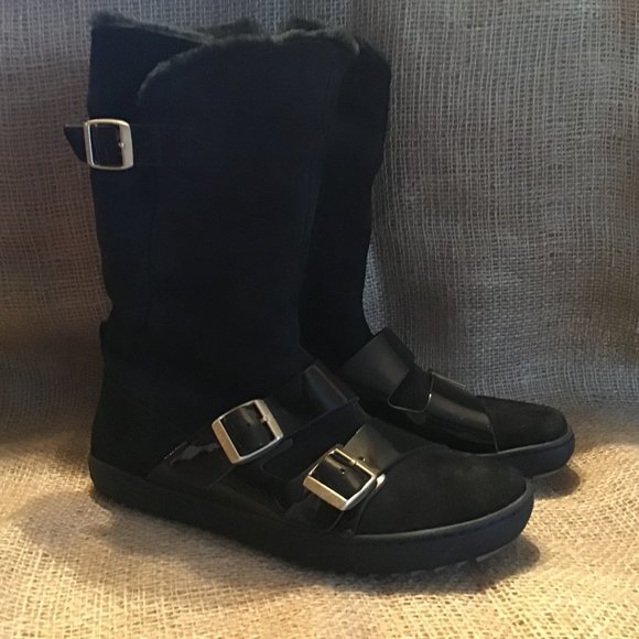 Women's Danbury Birkenstock Black Suede Boots Size 9 - 9 1/2 - Picture 1 of 16